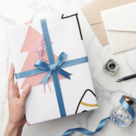 Kute kerstbomen Fun Pink Gold Girly Cadeaupapier