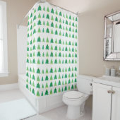 Kute kerstbomen (groen patroon) douchegordijn (In situ)
