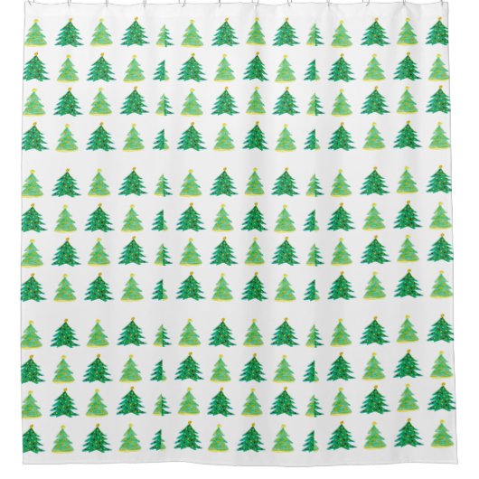 Kute kerstbomen (groen patroon) douchegordijn (Voorkant)