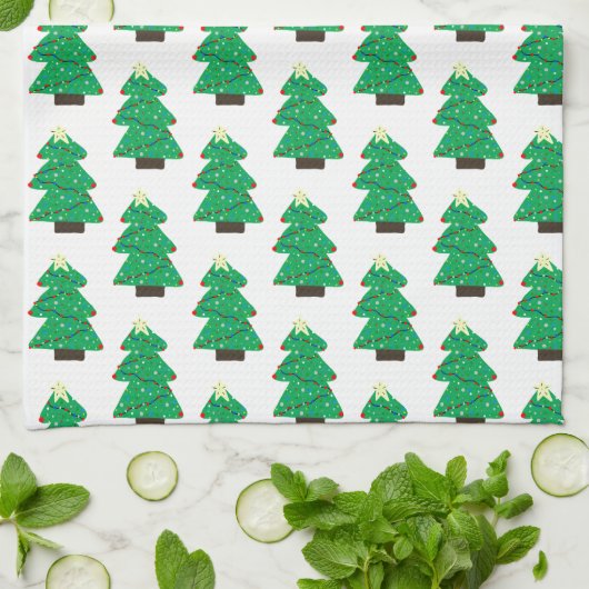 Kute kerstbomen theedoek (Gevouwen)