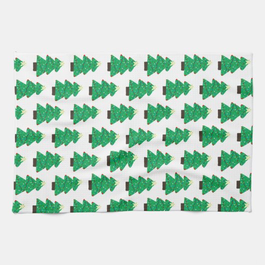 Kute kerstbomen theedoek (Horizontaal)