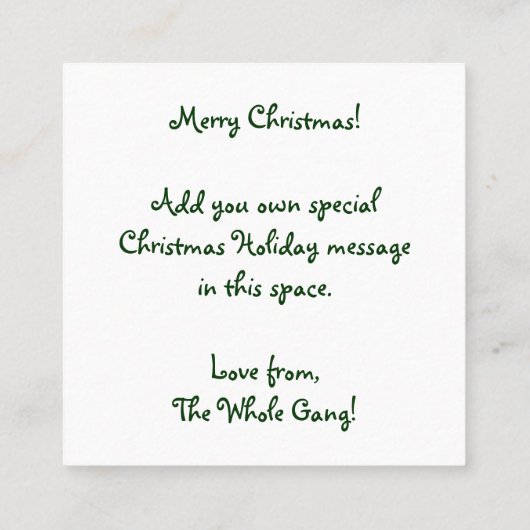 Kute kerstboom en papaverhonden met Botten Vierkante Visitekaartje (Achterkant)