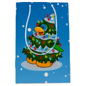 Kute kerstboom en pinguïn medium cadeauzakje (Voorkant)