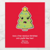 Kute kerstboom Funny Pun Red Wijn Etiket (Enkel label)