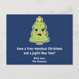 Kute kerstboom Funny Tree Mendous Navy Feestdagenkaart