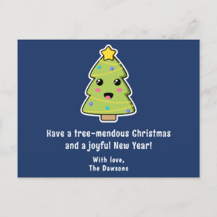 Kute kerstboom Funny Tree Mendous Navy Feestdagenkaart