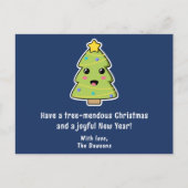Kute kerstboom Funny Tree Mendous Navy Feestdagenkaart (Voorkant)