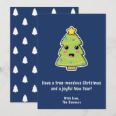Kute kerstboom Funny Tree Mendous Navy Flat Feestdagenkaart (Voorkant / Achterkant)