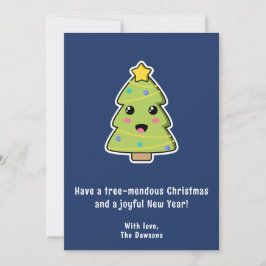 Kute kerstboom Funny Tree Mendous Navy Flat Feestdagenkaart