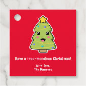 Kute kerstboom Funny Tree Mendous Red Bedankjes Labels (Voorkant)