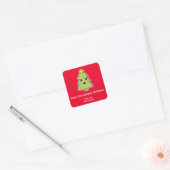 Kute kerstboom Funny Tree Mendous Red Vierkante Sticker (Envelop)