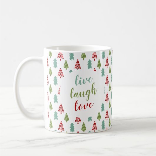 Kute kerstboom Live Laugh Love Persoonlijk Koffiemok (Links)