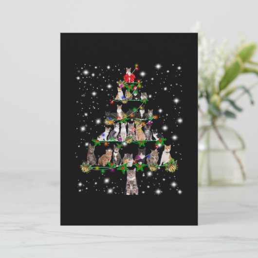 Kute kerstboom met vlieglicht bedankkaart (Staand voorkant)