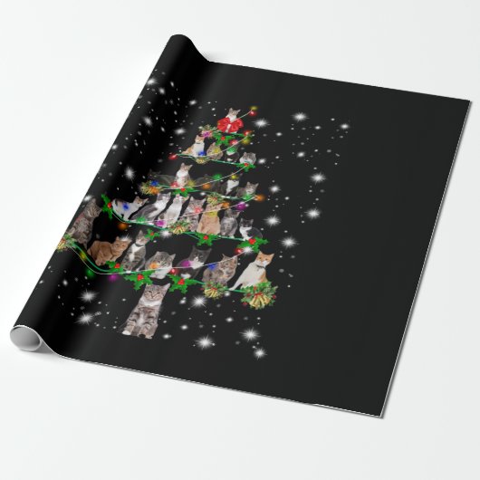 Kute kerstboom met vlieglicht cadeaupapier (Uitgerold)