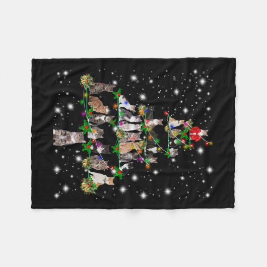 Kute kerstboom met vlieglicht fleece deken (Voorkant (Horizontaal))