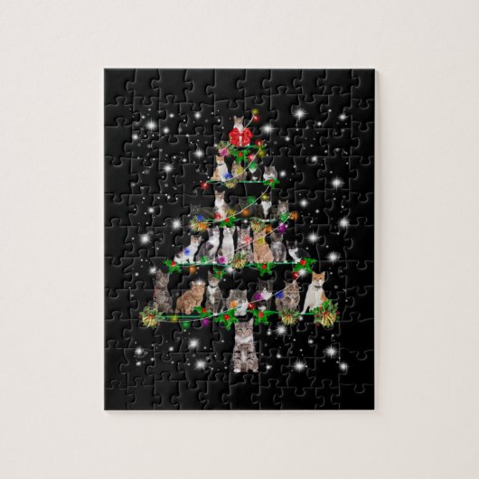 Kute kerstboom met vlieglicht legpuzzel (Verticaal)