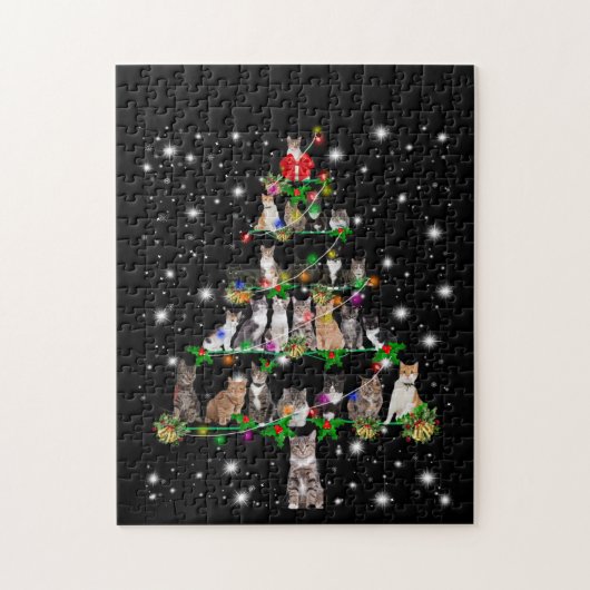 Kute kerstboom met vlieglicht legpuzzel (Verticaal)