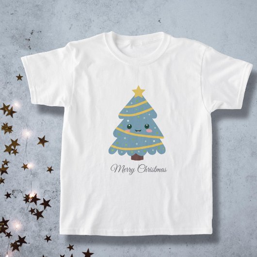 Kute kerstboom op de T-shirt van Kind