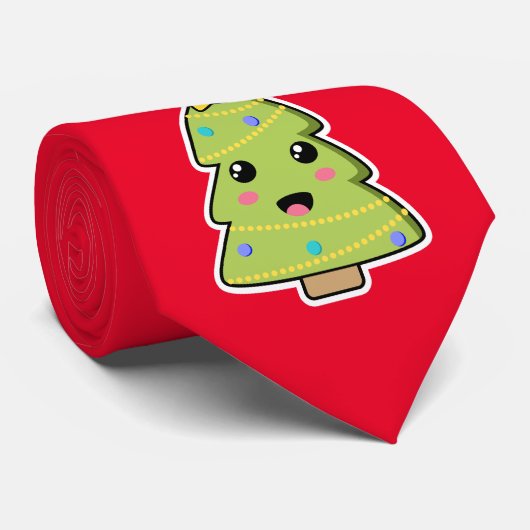 Kute kerstboom Red Festive Stropdas (Opgerold)