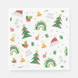 Kute kerstboom regenboog servet