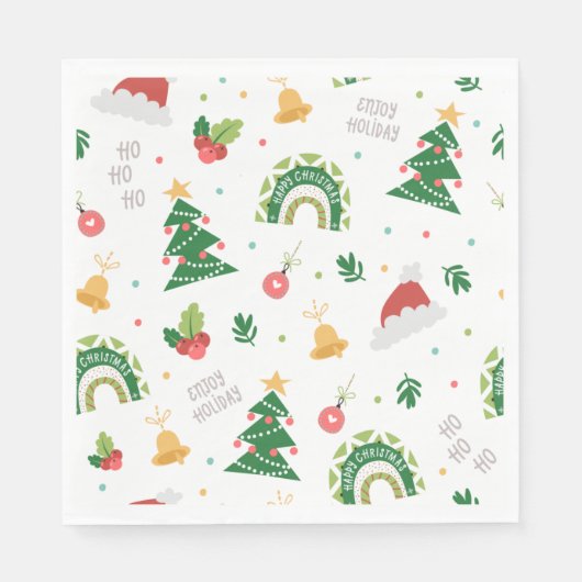 Kute kerstboom regenboog servet (Voorkant)