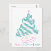 Kute kerstboom roze groene roze roze briefkaart (Voorkant / Achterkant)
