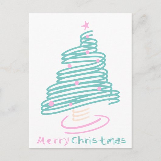 Kute kerstboom roze groene roze roze briefkaart (Voorkant)