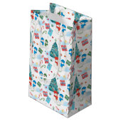 Kute kerstboom, Snowman, Gifts, Snoep Pattern Klein Cadeauzakje (Achterkant Gekanteld)