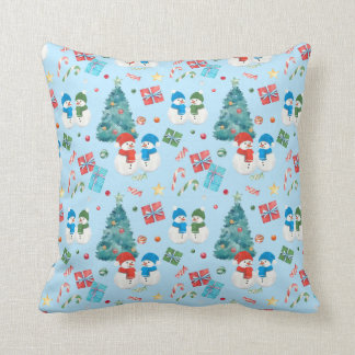Kute kerstboom, Snowman, Gifts, Snoep Pattern Kussen