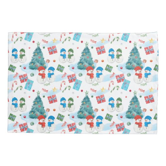 Kute kerstboom, Snowman, Gifts, Snoep Pattern Kussensloop (Achterkant)