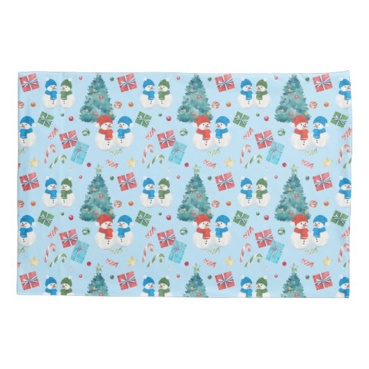 Kute kerstboom, Snowman, Gifts, Snoep Pattern Kussensloop (Achterkant)