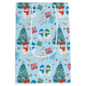 Kute kerstboom, Snowman, Gifts, Snoep Pattern Medium Cadeauzakje (Achterkant)