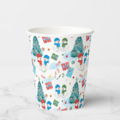 Kute kerstboom, Snowman, Gifts, Snoep Pattern Papieren Bekers (Achterkant)