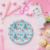 Kute kerstboom, Snowman, Gifts, Snoep Pattern Papieren Bordje (Feest)