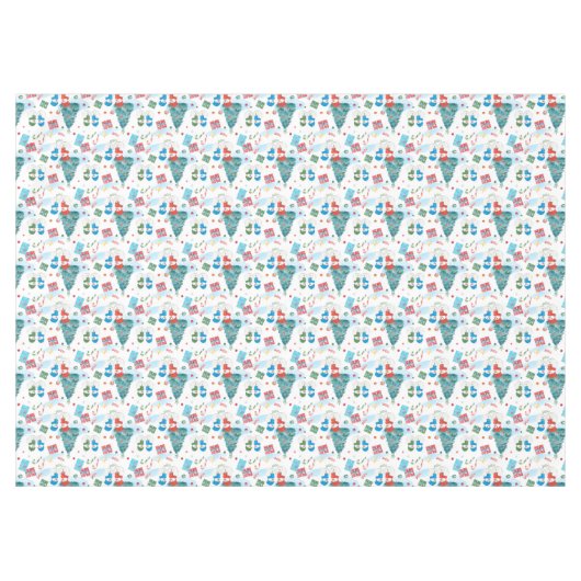 Kute kerstboom, Snowman, Gifts, Snoep Pattern Tafelkleed (Voorkant (Horizontaal))