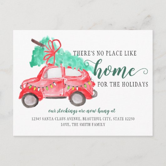 Kute kerstboomauto die we hebben verplaatst aankondigingskaart (Voorkant)