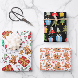 Kute kerstboomgordels, patroon van ontbijtkoek inpakpapier vel