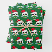 Kute kerstboomkor in Santa Hat Green Kinderen Inpakpapier Vel (In situ)