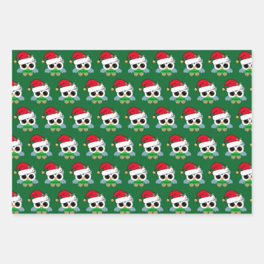 Kute kerstboomkor in Santa Hat Green Kinderen Inpakpapier Vel (Voorkant)