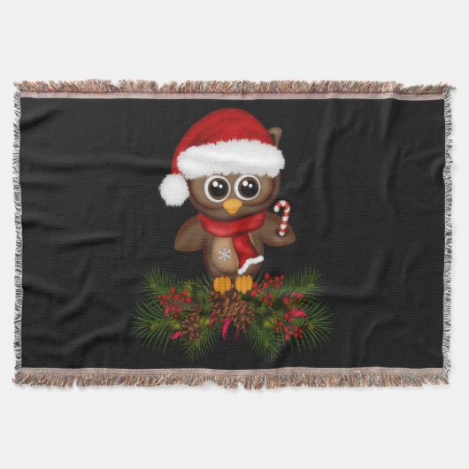 Kute kerstboomkor op pine Branch Throw Blanket Deken (Voorkant)