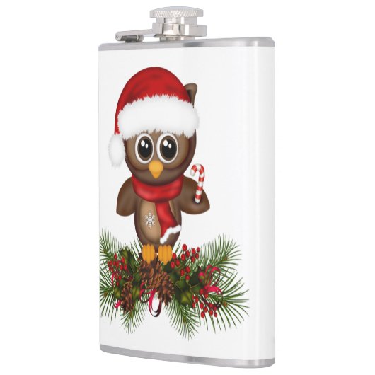 Kute kerstboomkor op pine tak fles heupfles (Links)