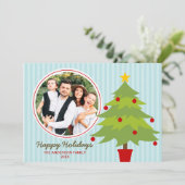 Kute kerstboomvakantie fotokaart feestdagenkaart (Staand voorkant)