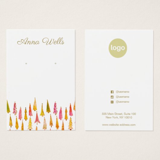 Kute kerstboomvakantie met oormerk visitekaartje (Voorkant /achterkant)