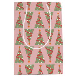 Kute kerstboomvakantie roze rood roze rood medium cadeauzakje