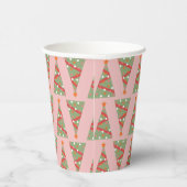 Kute kerstboomvakantie roze rood roze rood papieren bekers (Rechts)