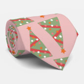 Kute kerstboomvakantie roze rood roze rood stropdas (Opgerold)