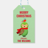 Kute kerstboomwortel en vogel cadeaulabel (Achterkant)