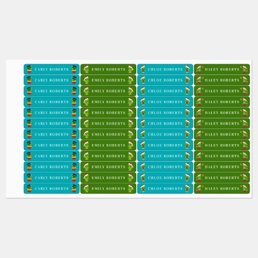 Kute kerstcactus Kinder naam Waterbestendige label (Vel)