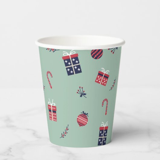 Kute kerstcadeaupatroon voor siervoorwerpen papieren bekers (Achterkant)