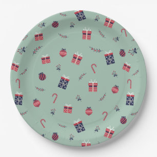 Kute kerstcadeaupatroon voor siervoorwerpen papieren bordje